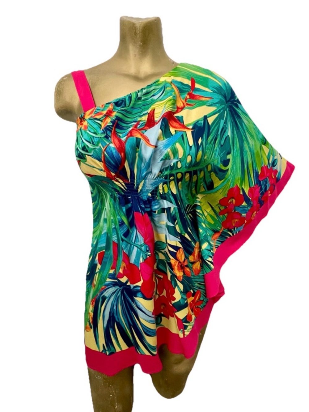 CACHE Tropical Uni Sleeve SILK Blend BLOUSE Size Small - Picture 3 of 9